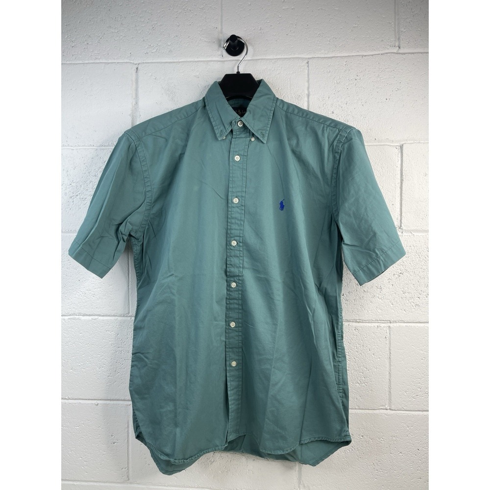 Ralph Lauren Shirt Mens L Green Short Sleeve Blake 100% Cotton Button Down Pony